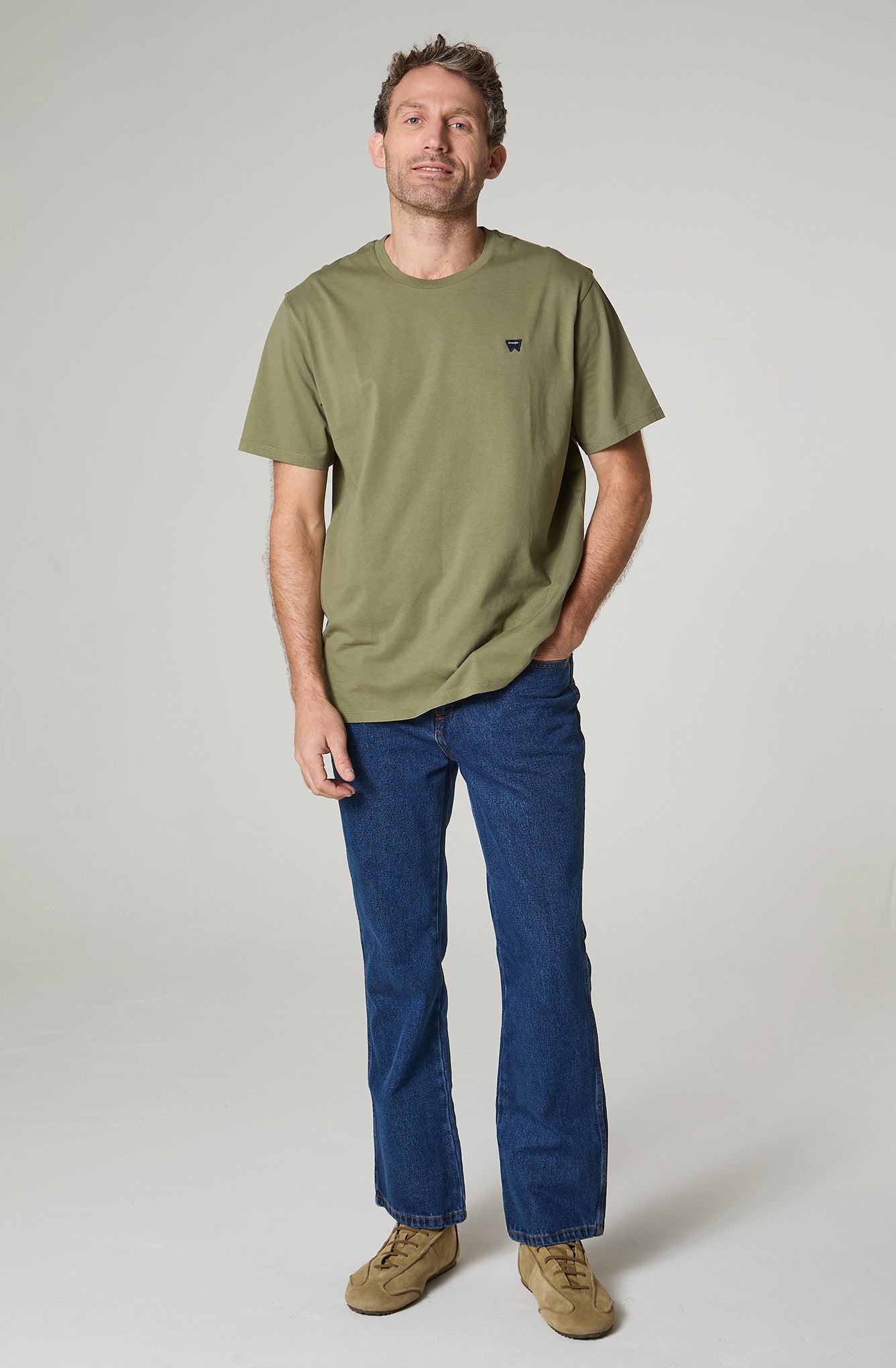 Polera Hombre Patch Regular Fit Verde Militar