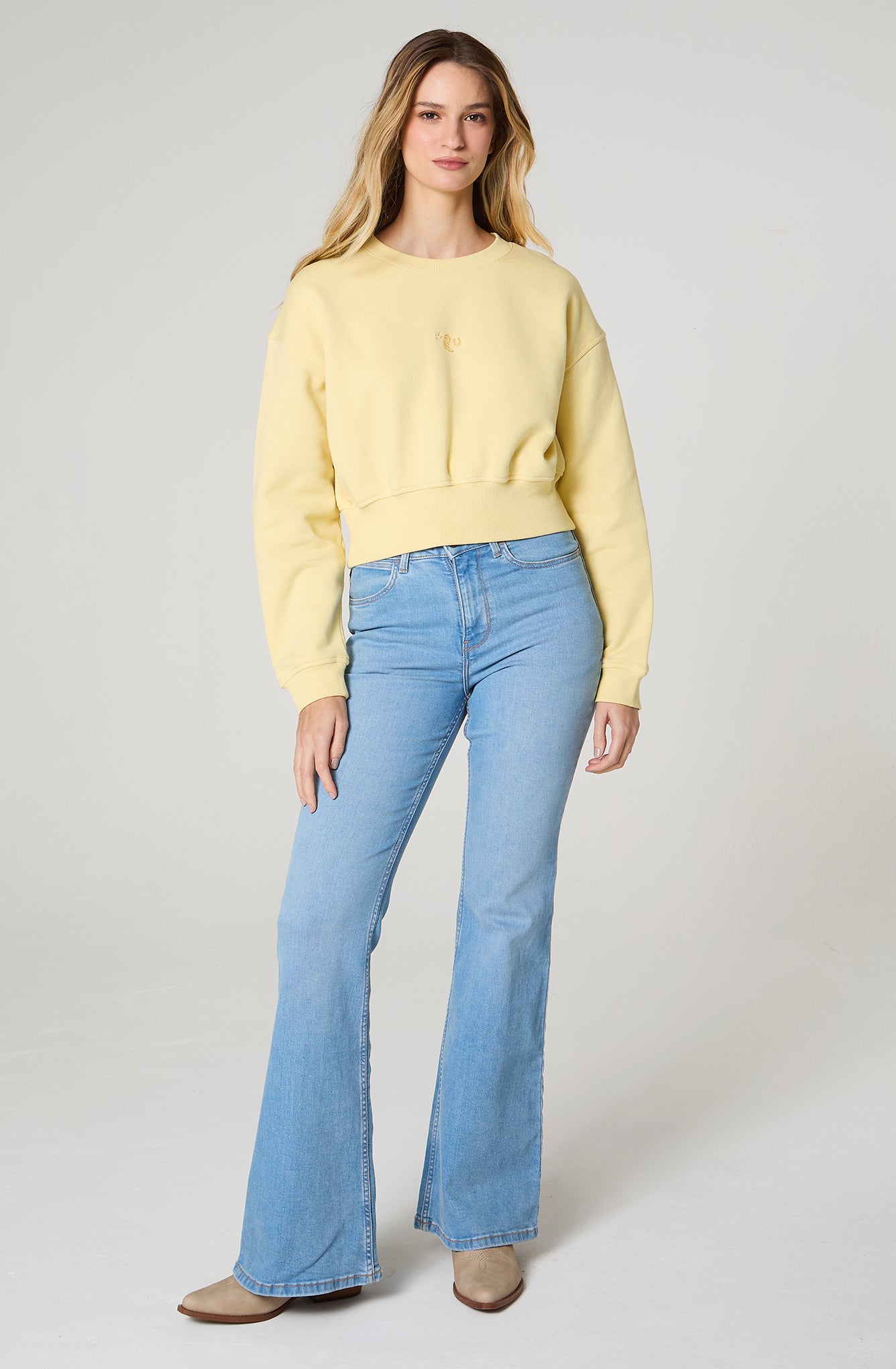 Poleron Mujer Cuello Redondo Relaxed Fit Amarillo