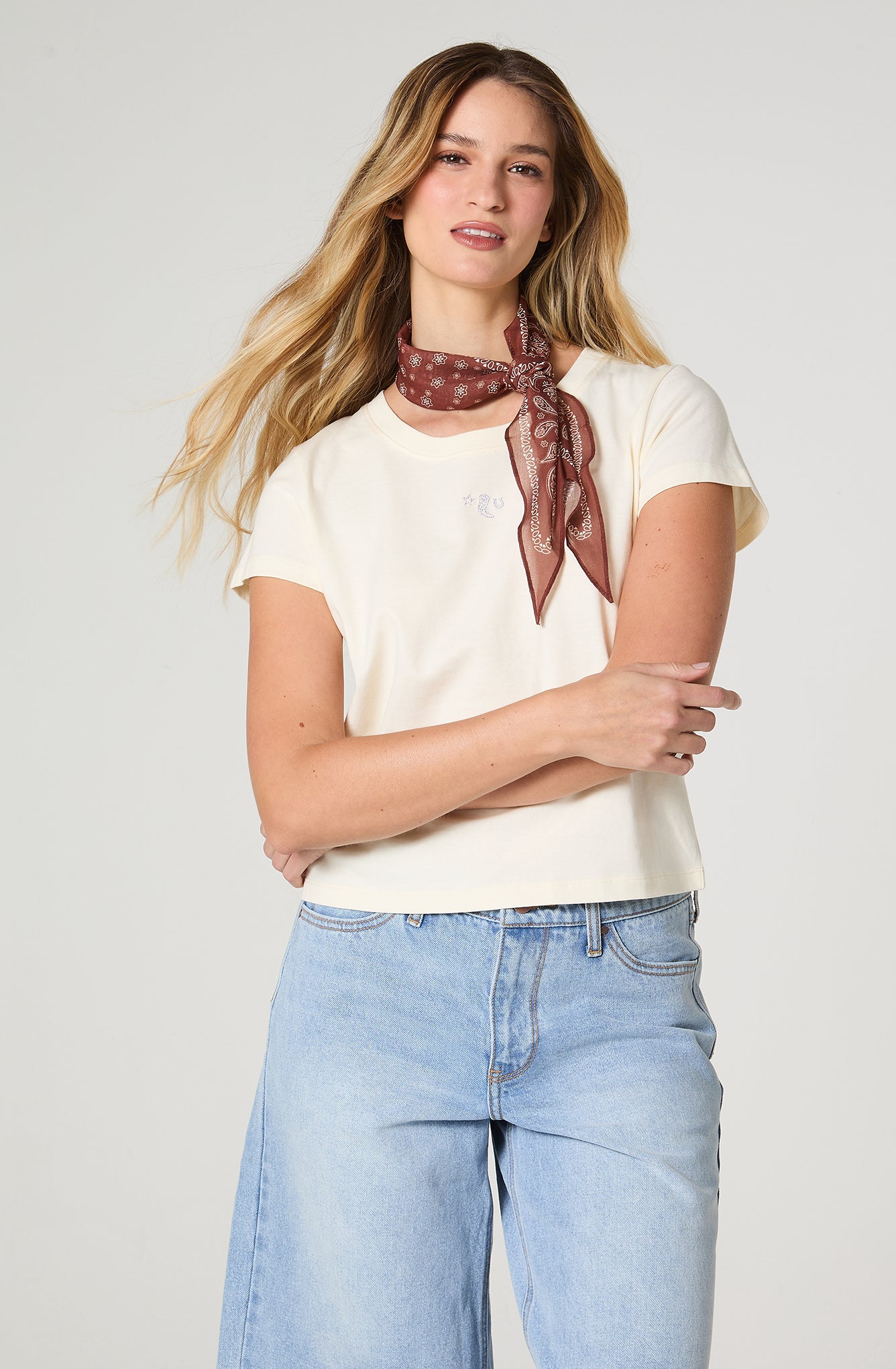Polera Mujer Crop Manga Corta Regular Fit 100% Cotton Blanco