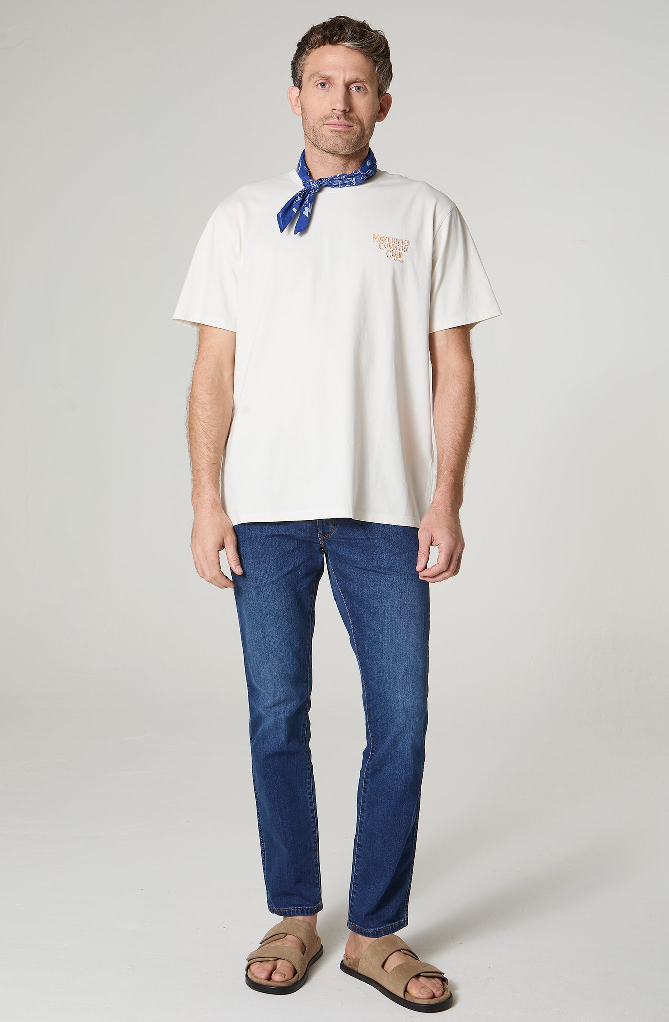 Polera Hombre Print Regular Fi Blanco