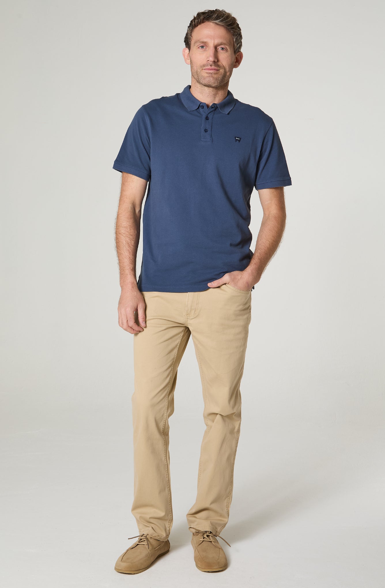 Polera Hombre Pique Manga Corta Regular Fit Azul