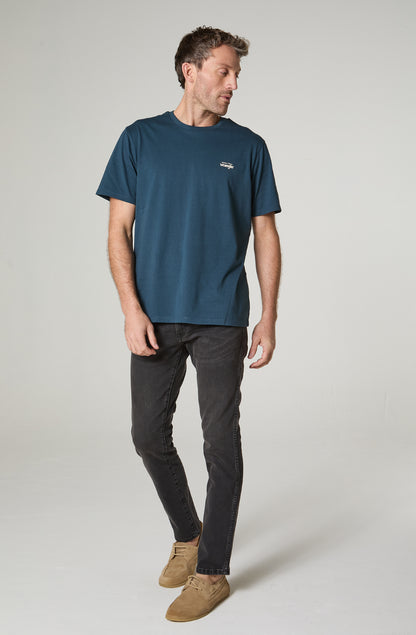 Polera Hombre Cuello Redondo Manga Corta Azul