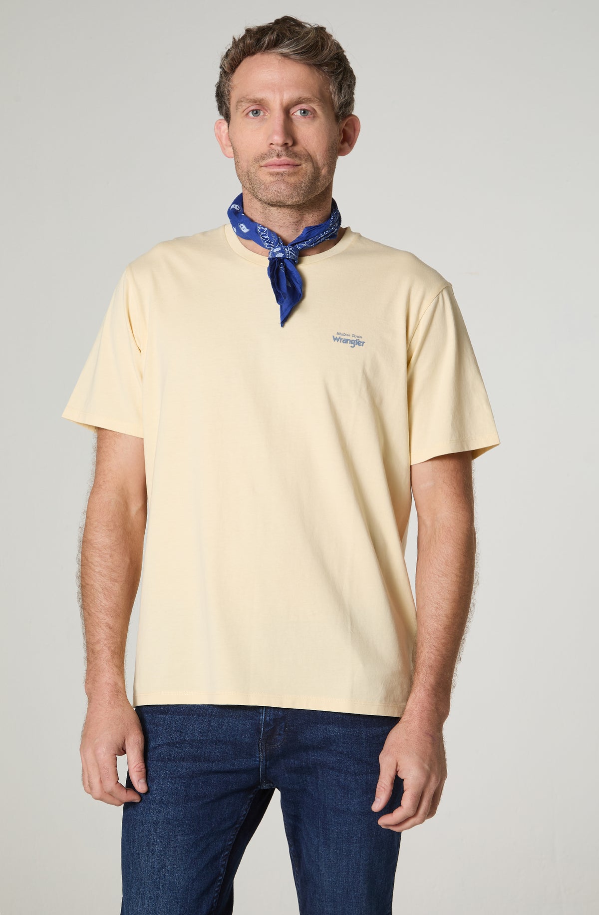 Polera Hombre Cuello Redondo Manga Corta Regular Fit 100% Cotton Amarillo