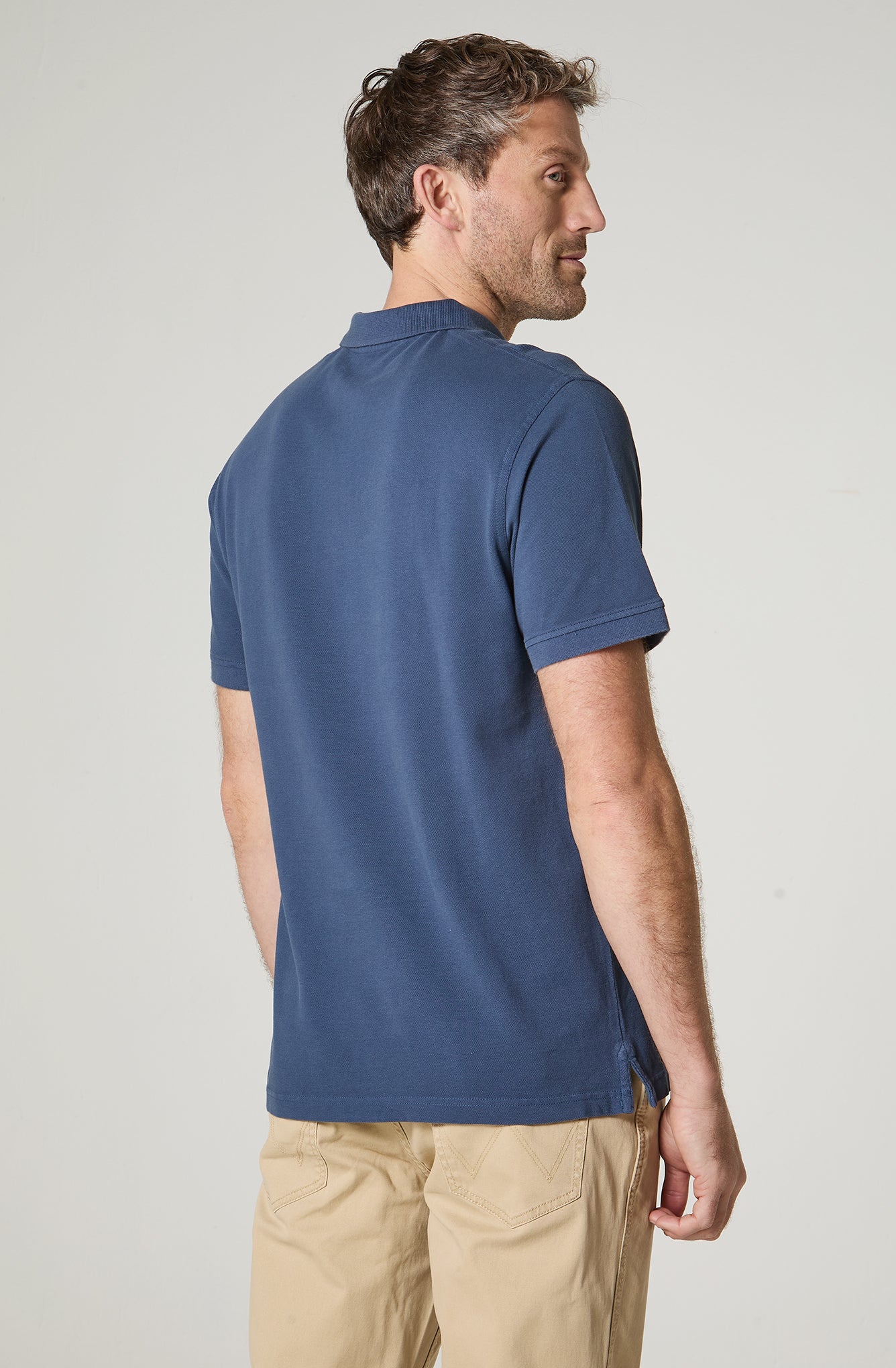 Polera Hombre Pique Manga Corta Regular Fit Azul