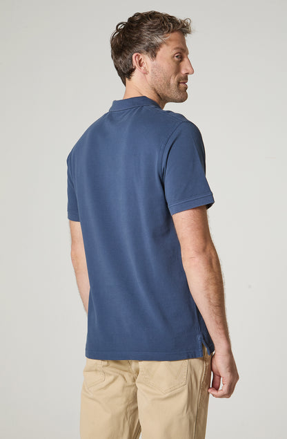 Polera Hombre Pique Manga Corta Regular Fit Azul