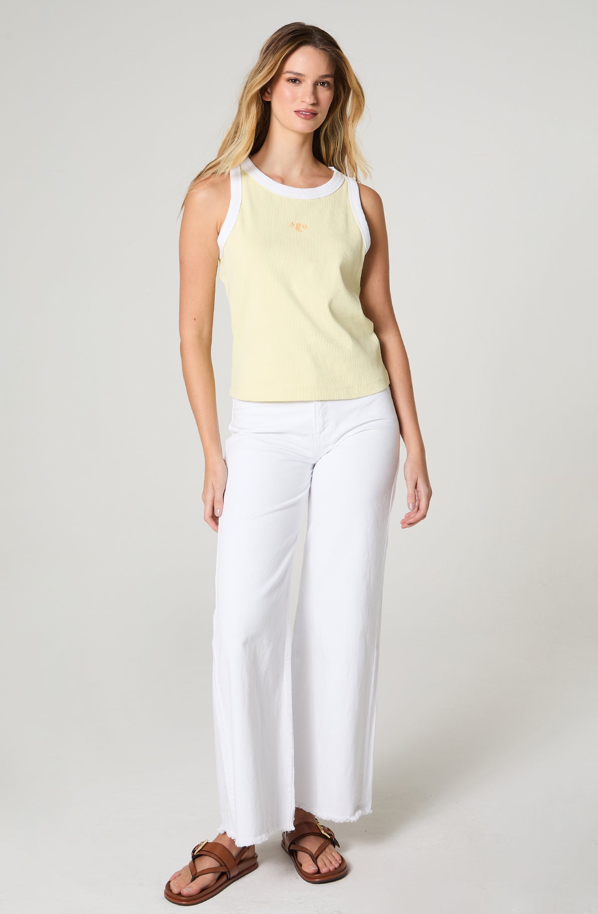 Polera Mujer Ringer Tank Slim Fit Amarillo
