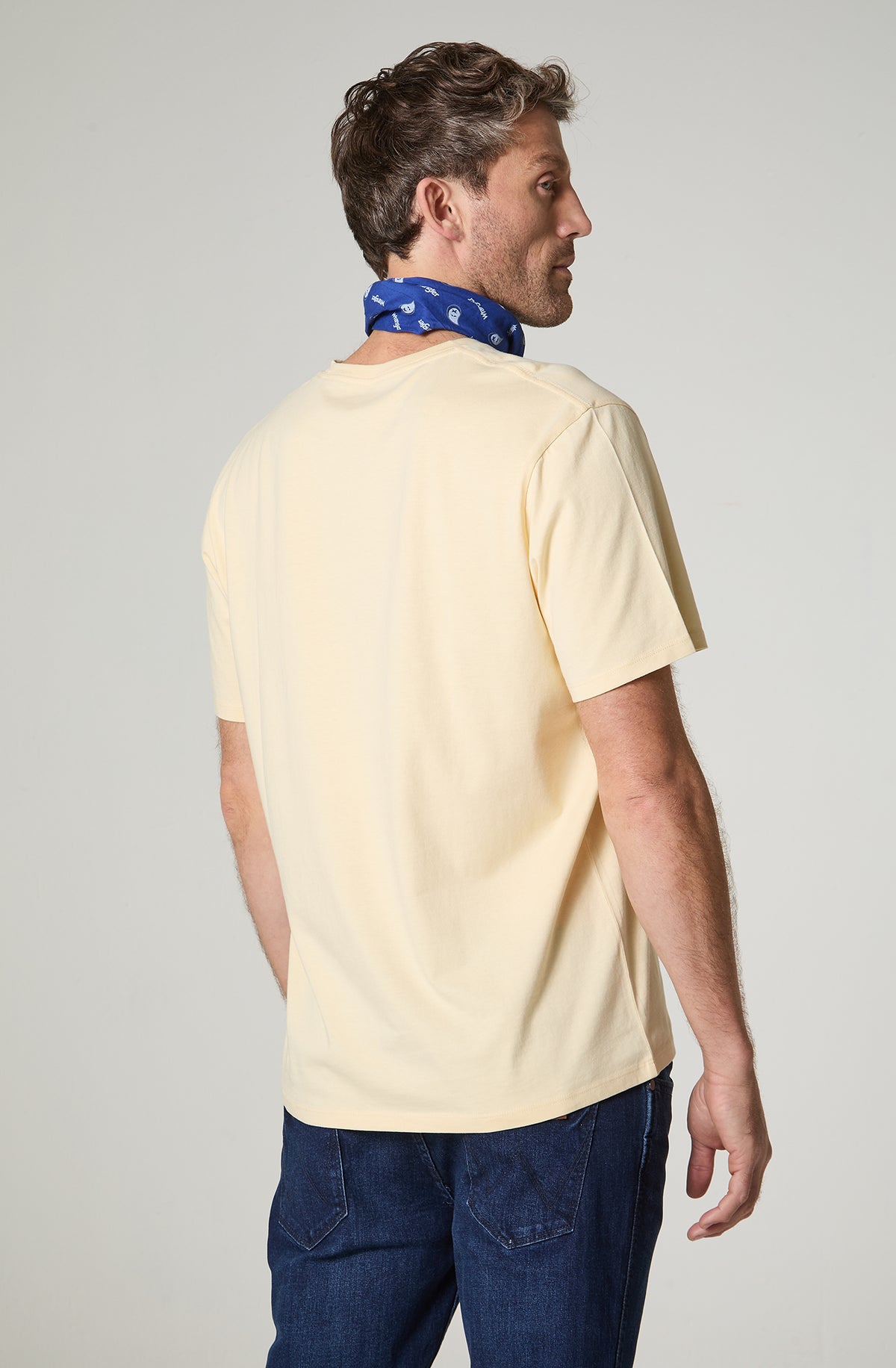 Polera Hombre Cuello Redondo Manga Corta Regular Fit 100% Cotton Amarillo