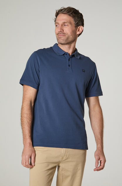 Polera Hombre Pique Manga Corta Regular Fit Azul