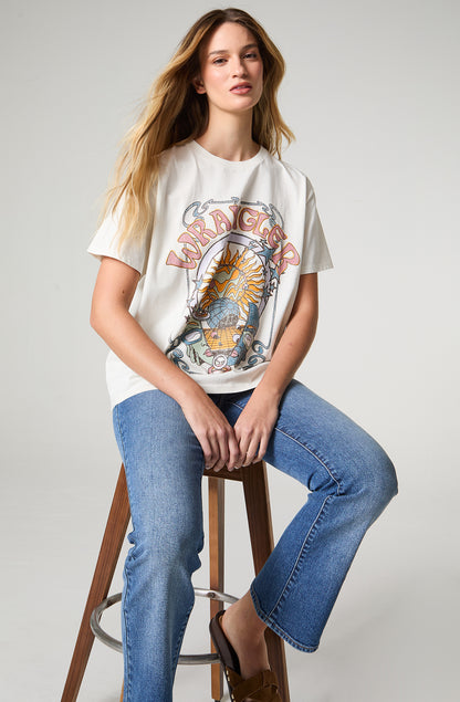 Polera Mujer Patch Frontal Oversize Blanco