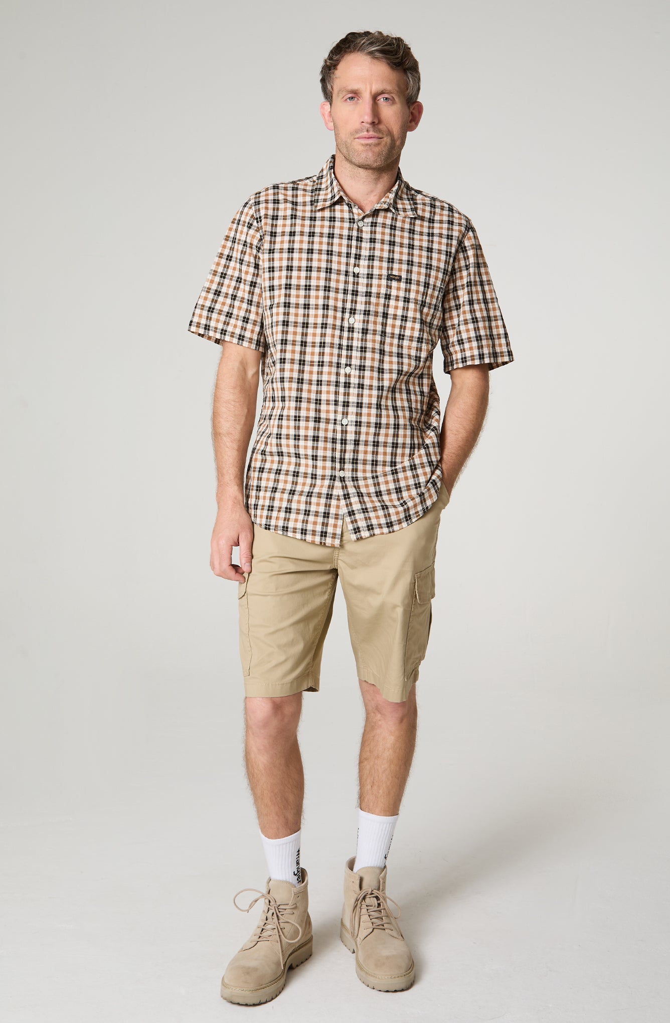 Jeans Hombre Loose Boot Regular Fit Check Cafés