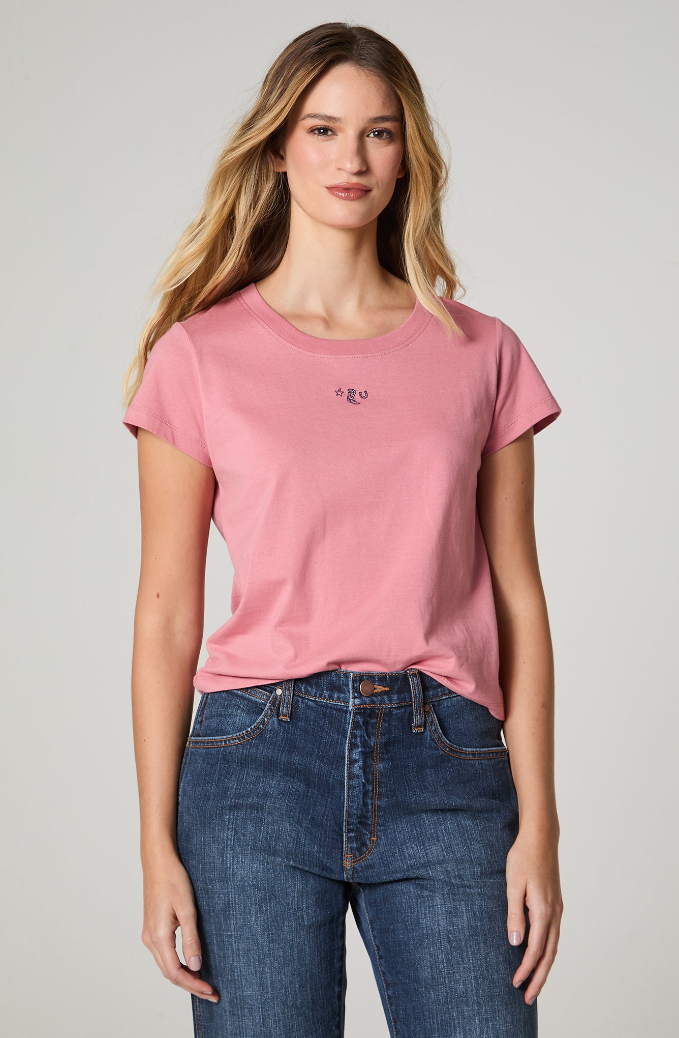 Polera Mujer Crop Manga Corta Regular Fit 100% Cotton Rosado