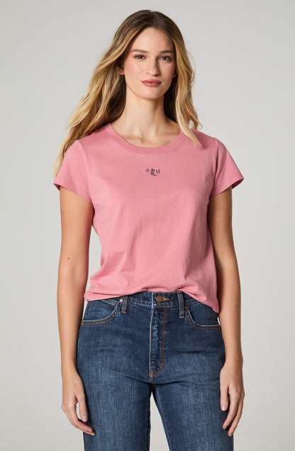 Polera Mujer Crop Manga Corta Regular Fit 100% Cotton Rosado