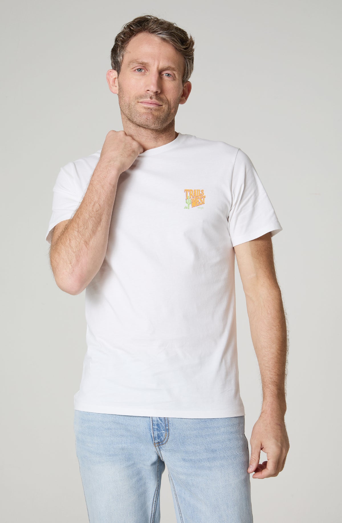 Polera Hombre Cuello Redondo Manga Corta Blanco