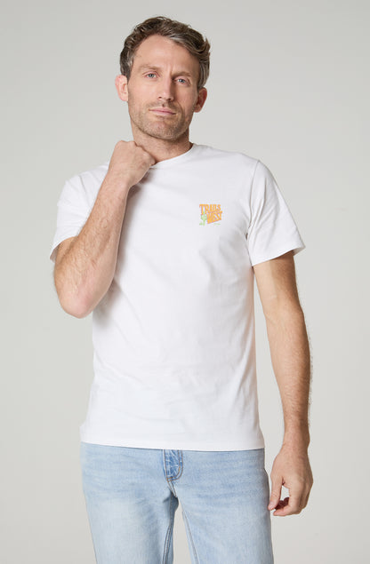 Polera Hombre Cuello Redondo Manga Corta Blanco