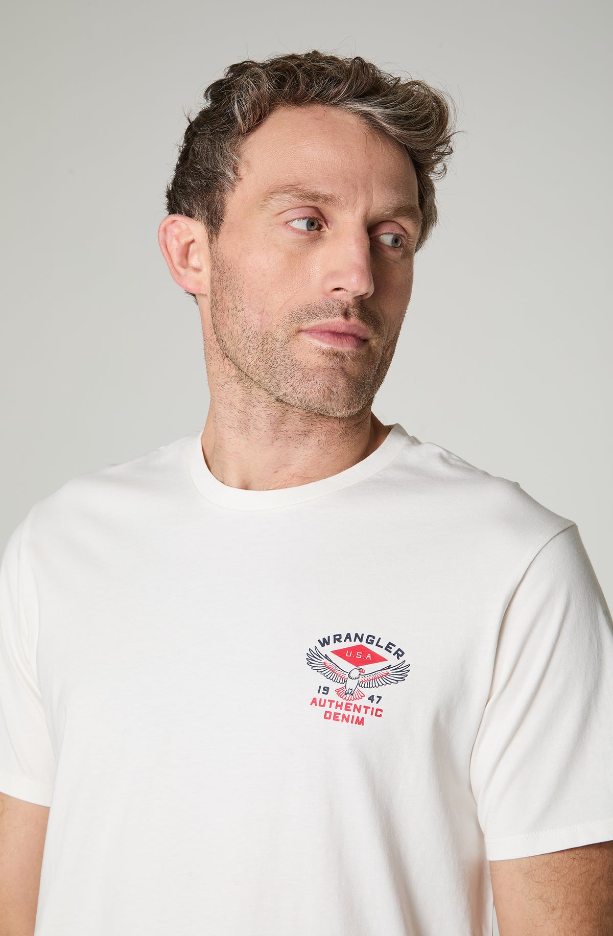 Polera Hombre Cuello Redondo Manga Corta Regular Fit 100% Cotton Blanco