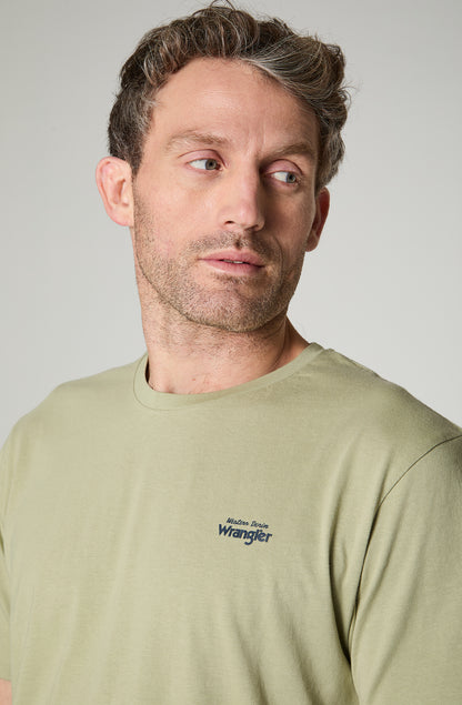 Polera Hombre Cuello Redondo Manga Corta Regular Fit 100% Cotton Verde Claro