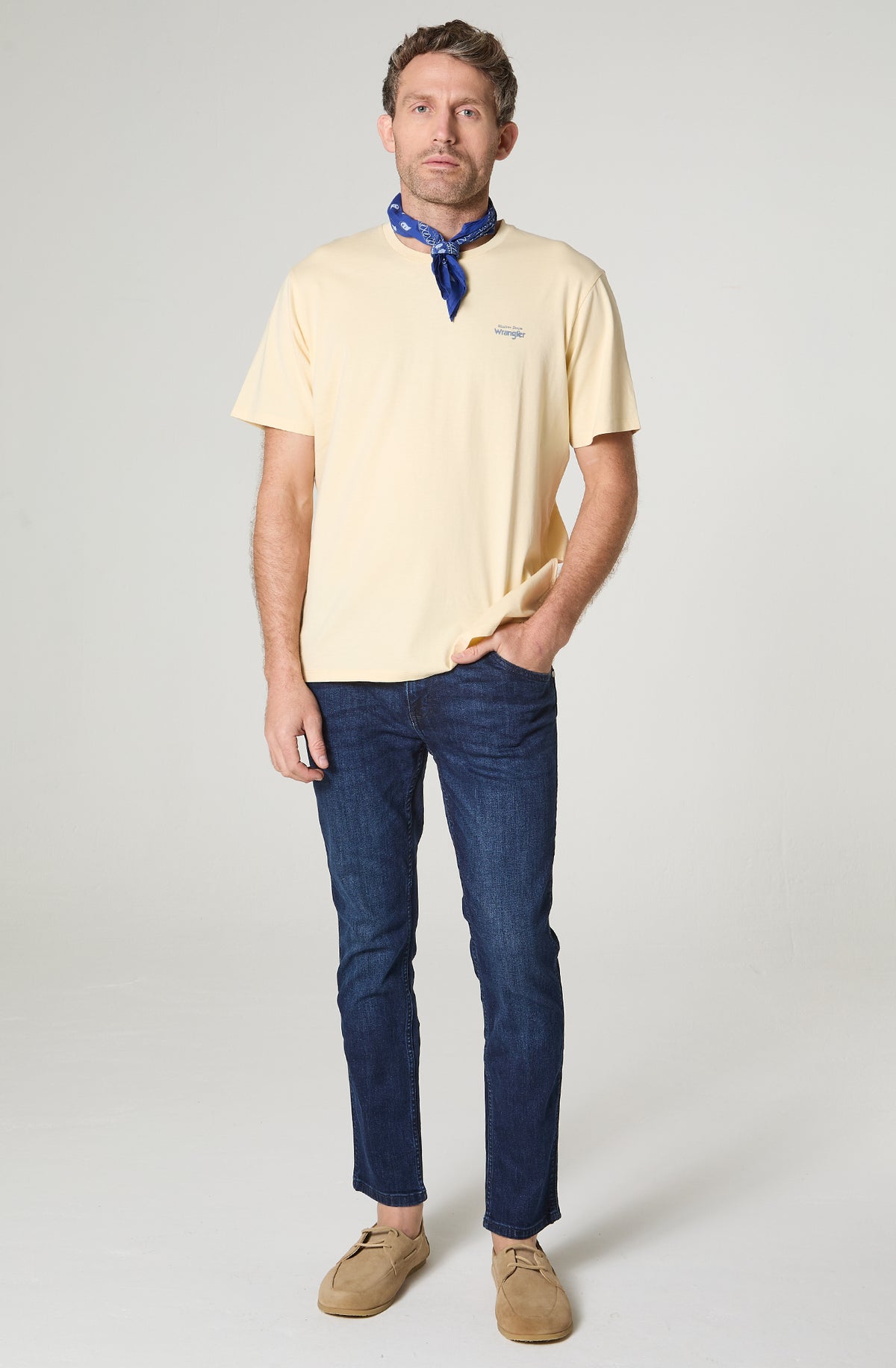 Polera Hombre Cuello Redondo Manga Corta Regular Fit 100% Cotton Amarillo