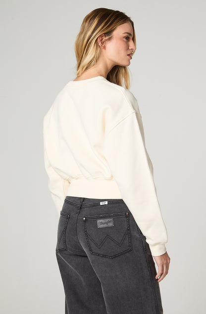 Poleron Mujer Cuello Redondo Relaxed Fit Blanco
