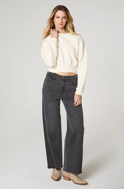 Poleron Mujer Cuello Redondo Relaxed Fit Blanco