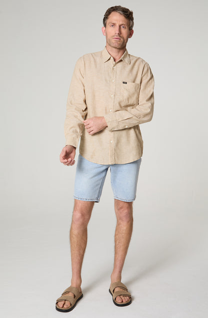 Camisa Hombre Manga Larga Cuadros Western Beige
