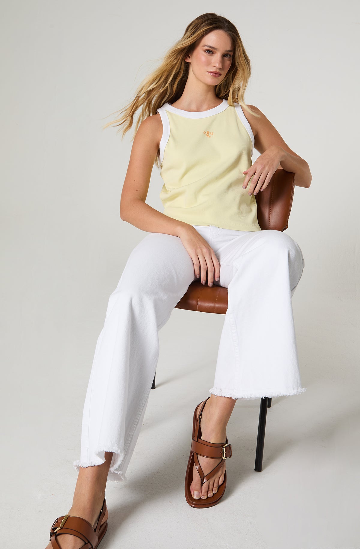 Polera Mujer Ringer Tank Slim Fit Amarillo