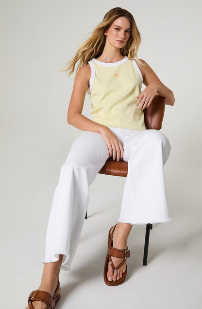 Polera Mujer Ringer Tank Slim Fit Amarillo