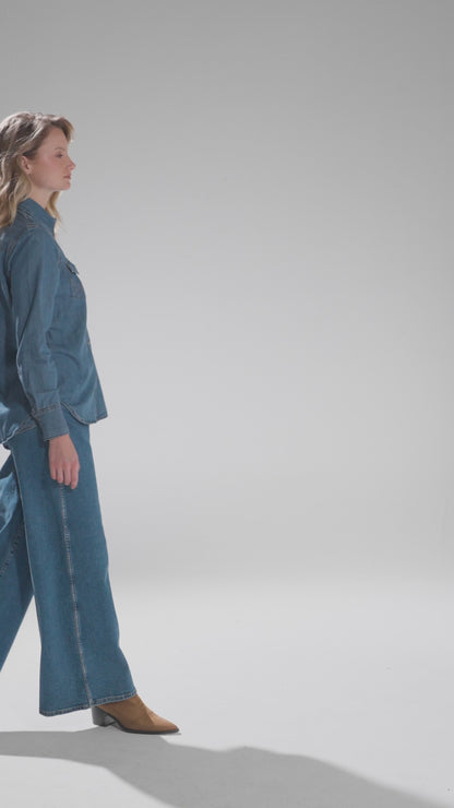 Camisa Mujer Denim Ml Mid